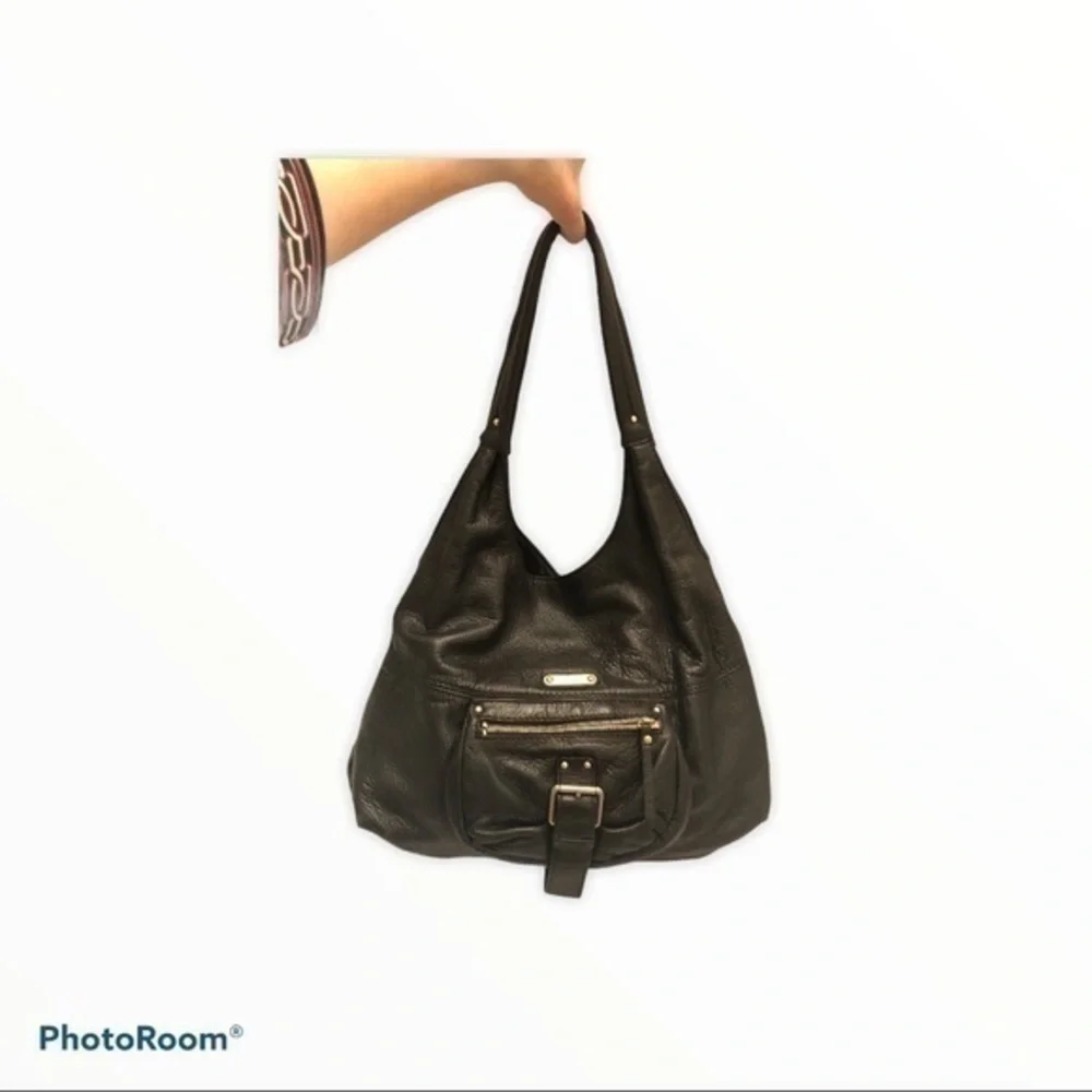Michael kors black leather hobo bag purse